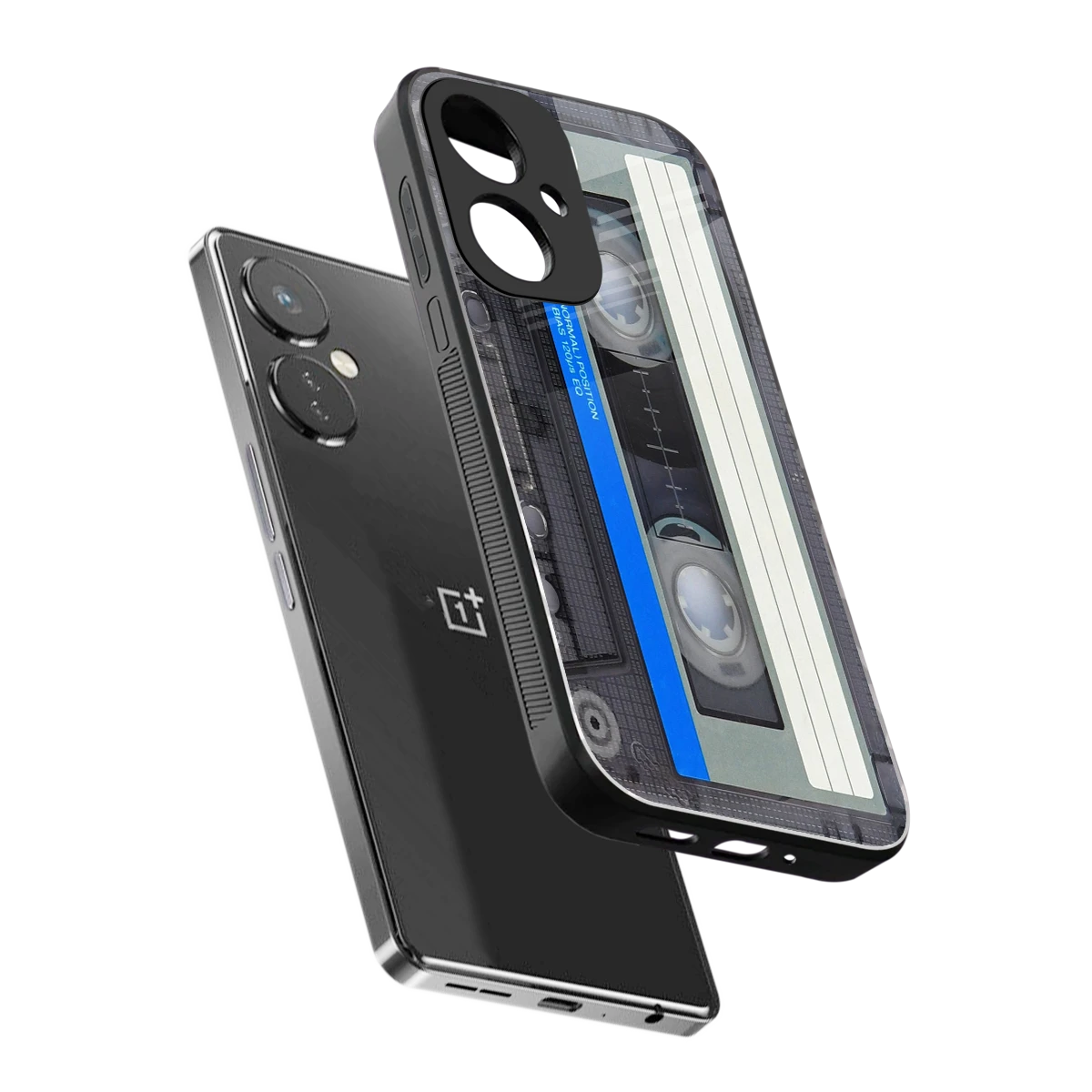 Cassette Retro sleek oneplus nord ce 3 cover with tempered glass back and TPU edges