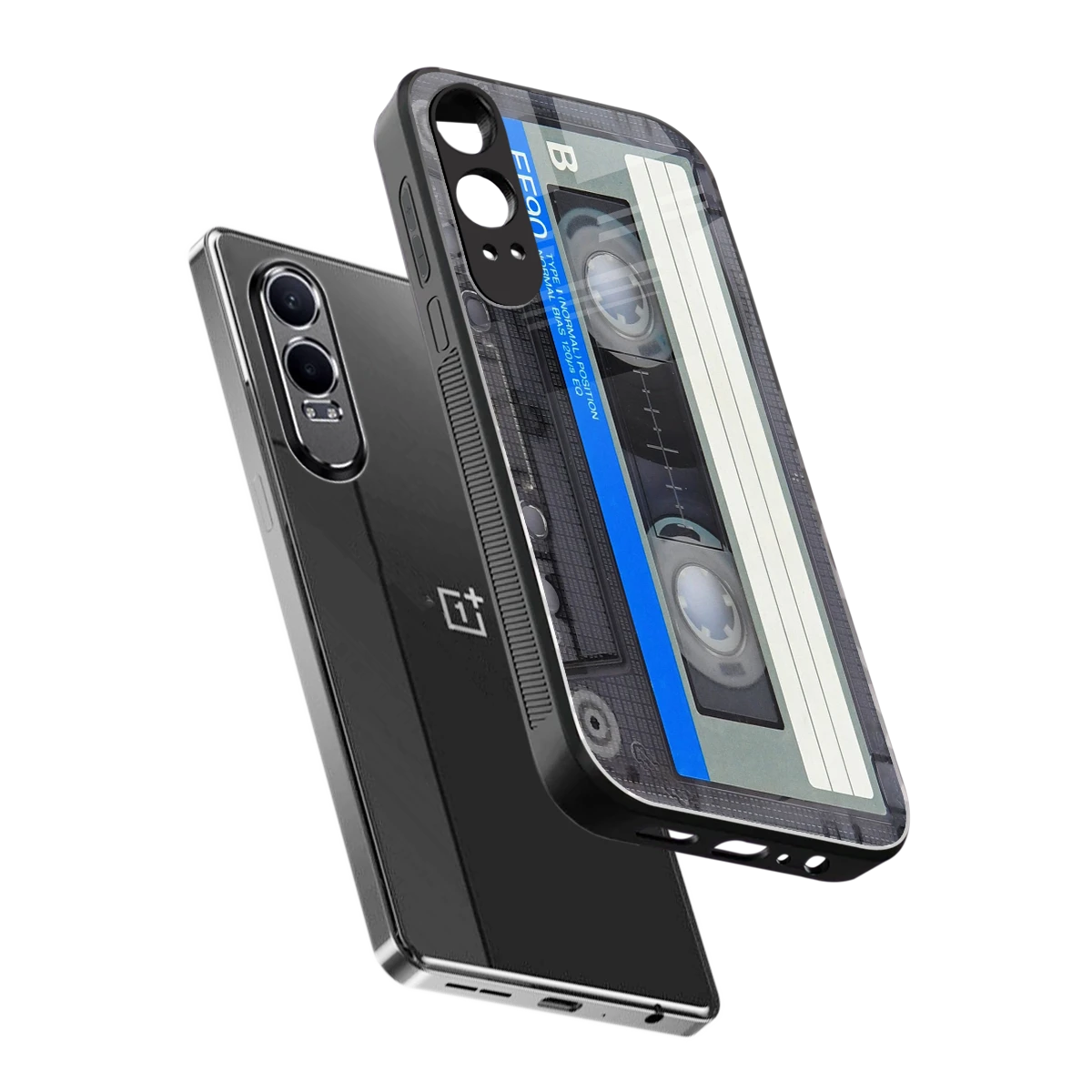 Cassette Retro sleek oneplus nord ce 4 lite cover with tempered glass back and TPU edges