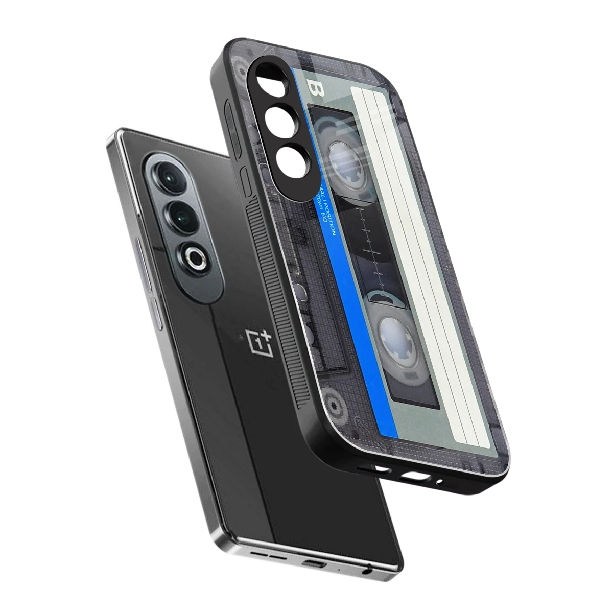 Cassette Retro sleek oneplus nord ce 4 cover with tempered glass back and TPU edges