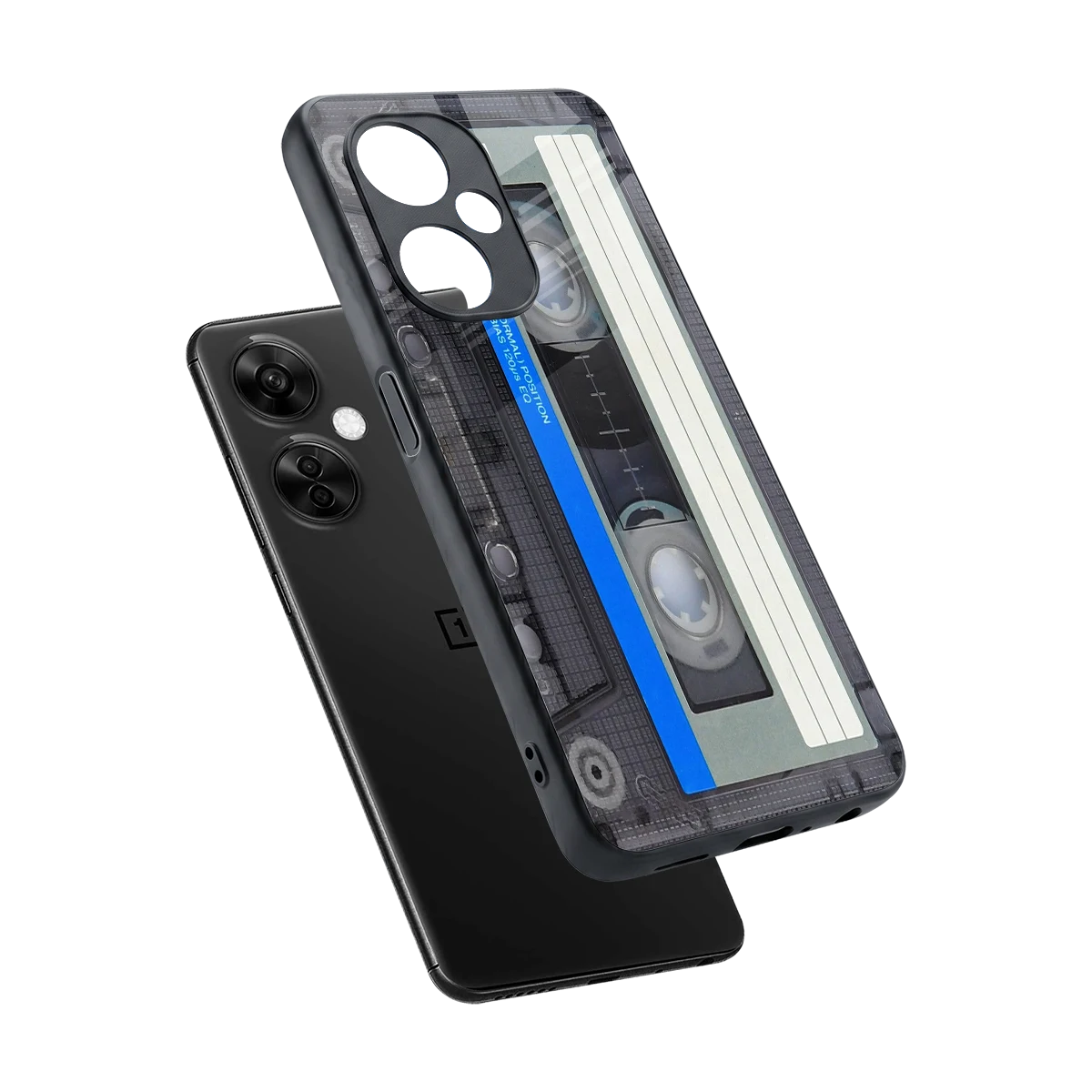 Cassette Retro sleek oneplus nord ce 3 lite cover with tempered glass back and TPU edges