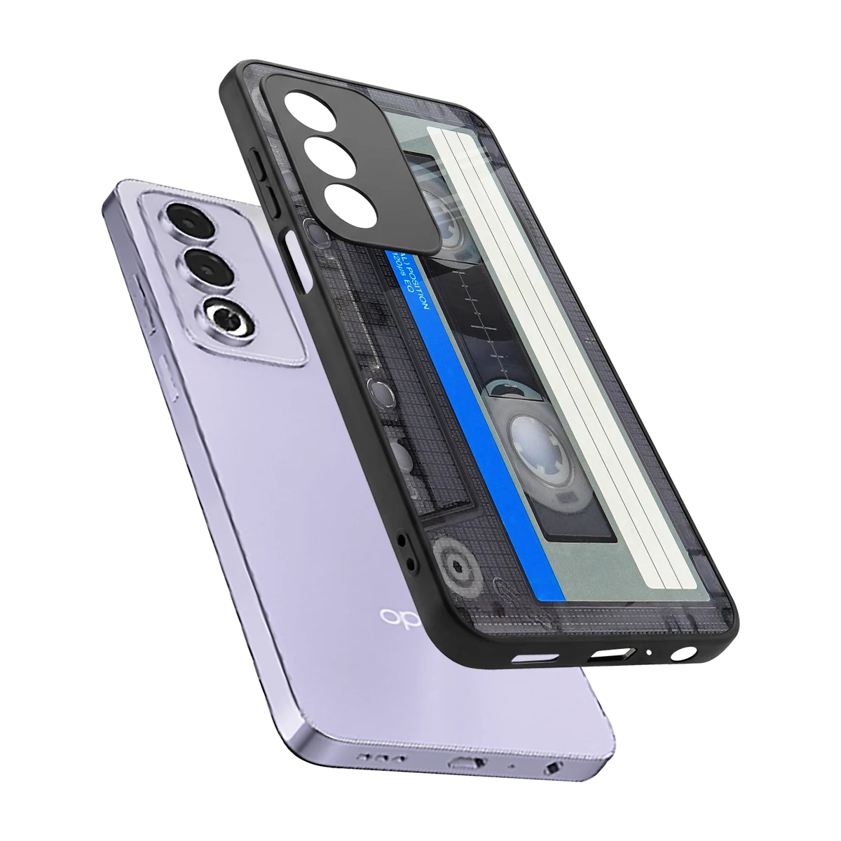 Cassette Retro sleek oppo a3 pro cover with tempered glass back and TPU edges