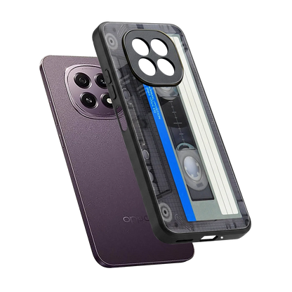 Cassette Retro sleek oppo f29 5g cover with tempered glass back and TPU edges