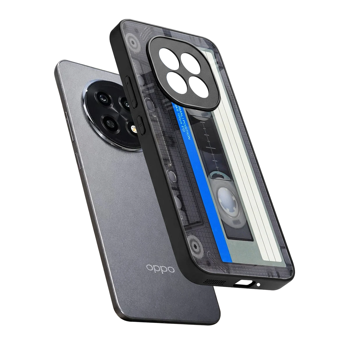 Cassette Retro sleek oppo f29 pro 5g cover with tempered glass back and TPU edges