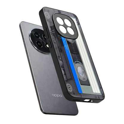 Cassette Retro sleek oppo f29 pro 5g cover with tempered glass back and TPU edges
