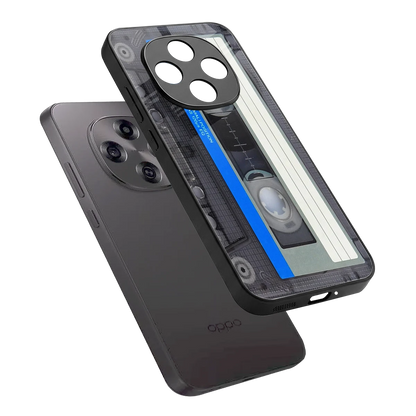Cassette Retro sleek oppo f31 pro 5g cover with tempered glass back and TPU edges