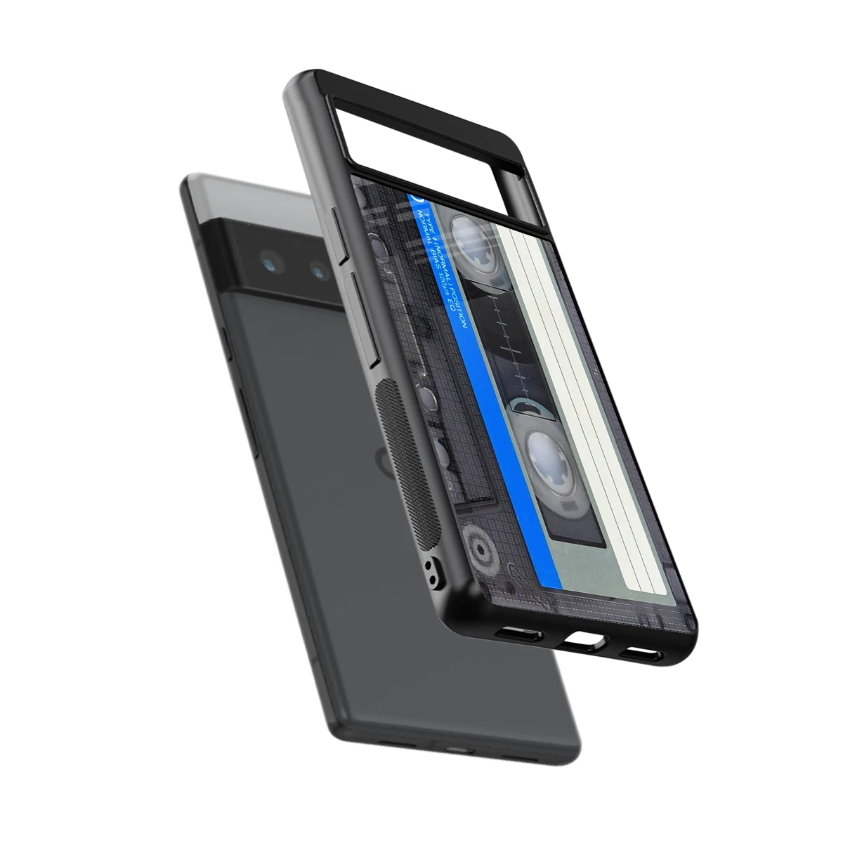 Cassette Retro sleek google pixel 6 pro cover with tempered glass back and TPU edges