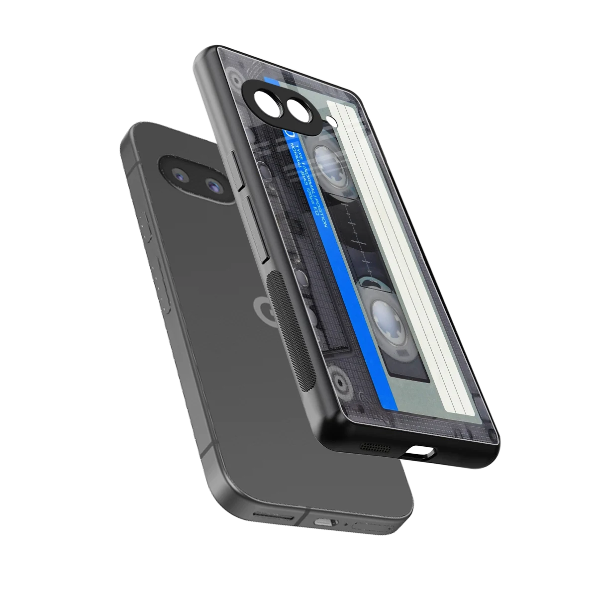 Cassette Retro sleek google pixel 10a cover with tempered glass back and TPU edges