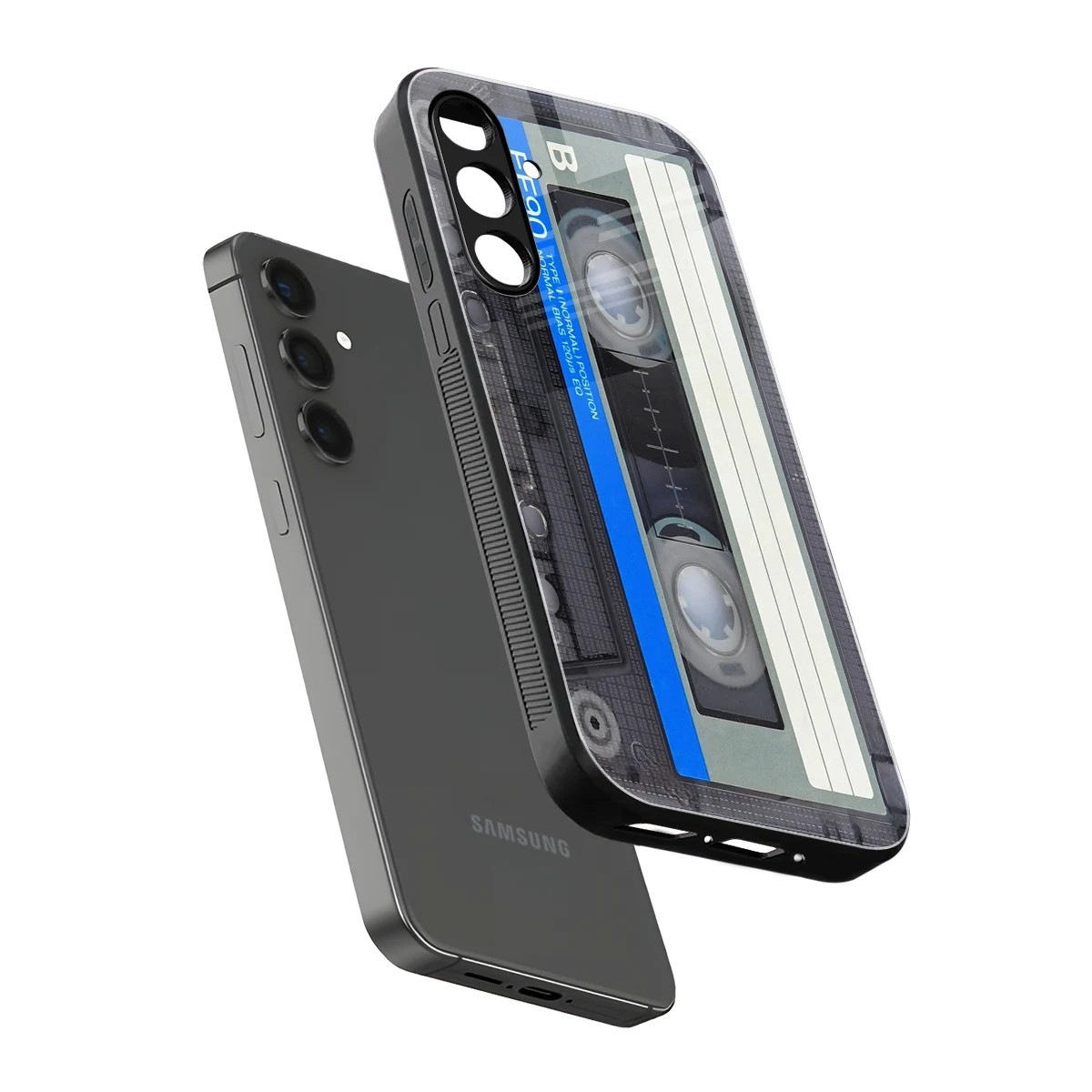 Cassette Retro sleek samsung galaxy a55 5g cover with tempered glass back and TPU edges