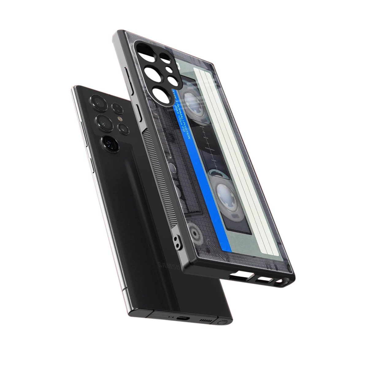Cassette Retro sleek samsung galaxy s24 ultra cover with tempered glass back and TPU edges