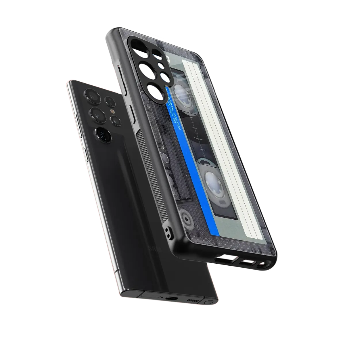 Cassette Retro sleek samsung galaxy s25 ultra cover with tempered glass back and TPU edges
