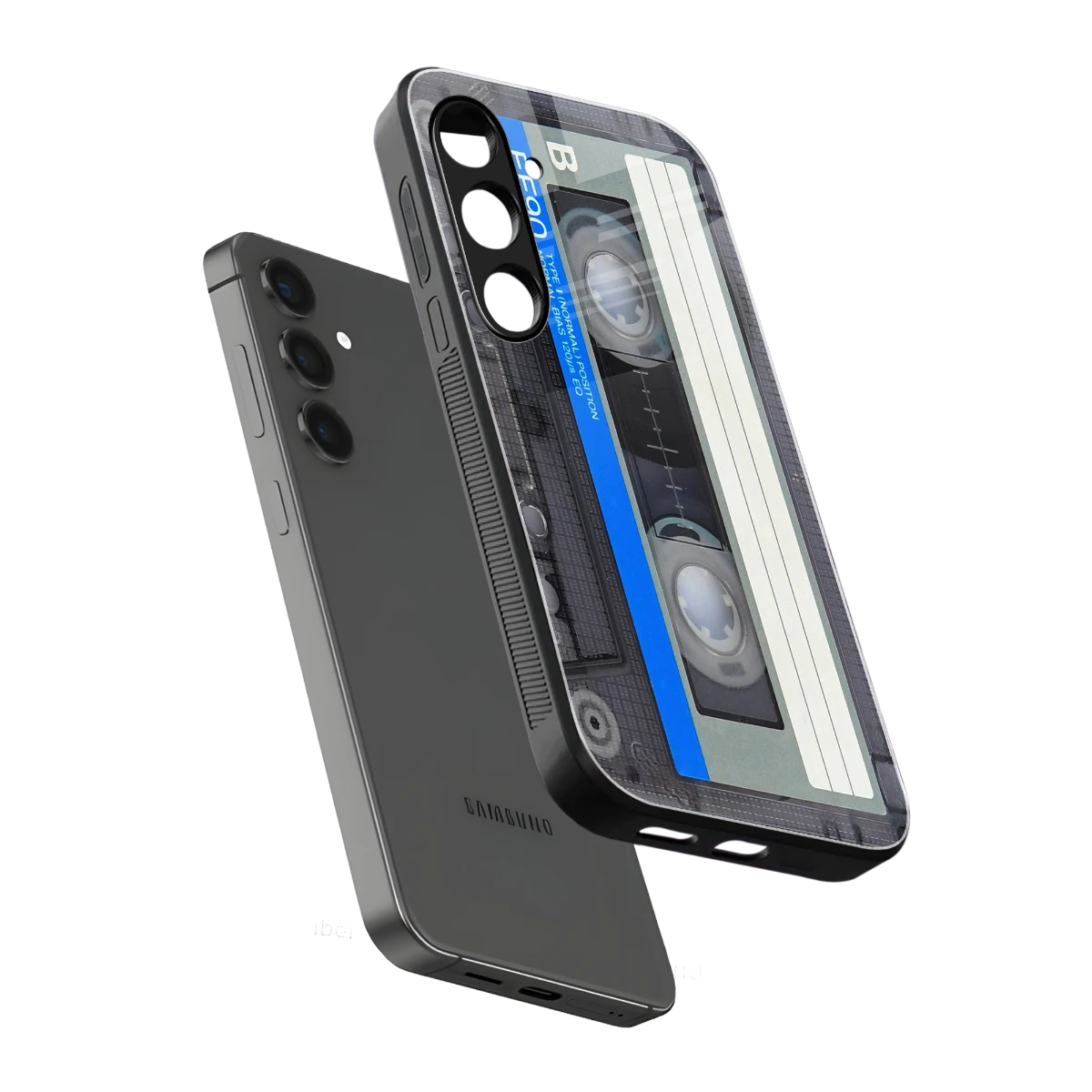 Cassette Retro sleek samsung galaxy s24 plus cover with tempered glass back and TPU edges