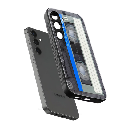 Cassette Retro sleek samsung galaxy s24 cover with tempered glass back and TPU edges