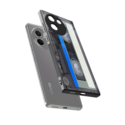 Cassette Retro sleek vivo v30e cover with tempered glass back and TPU edges