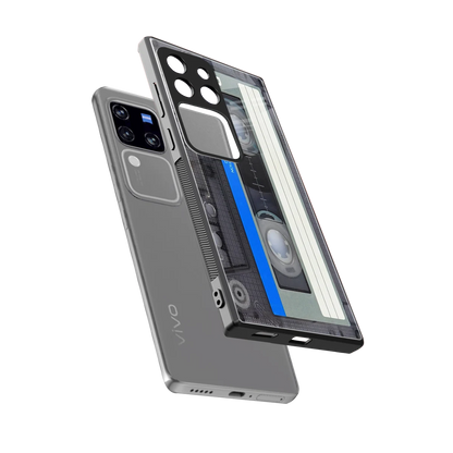 Cassette Retro sleekvivo v30 pro cover with tempered glass back and TPU edges