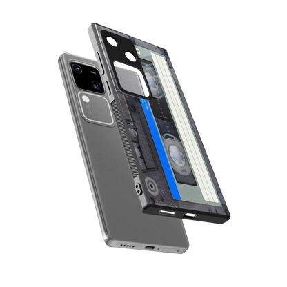 Cassette Retro sleek vivo v30 cover with tempered glass back and TPU edges