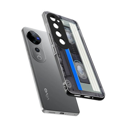 Cassette Retro sleek vivo v40 pro cover with tempered glass back and TPU edges