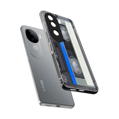 Cassette Retro sleek vivo v40e cover with tempered glass back and TPU edges
