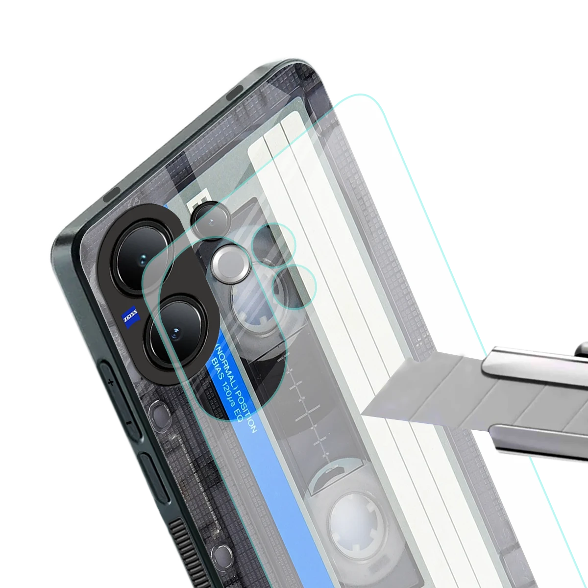 Cassette Retro stylish phone case for vivo v60 | glossy glass and slim fit