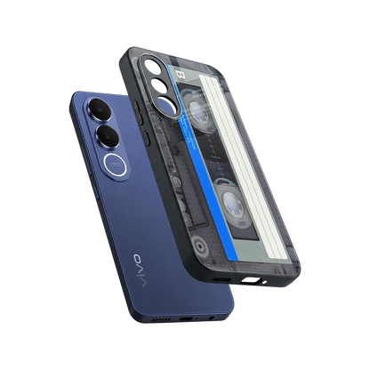 Cassette Retro sleek vivo v70 fe cover with tempered glass back and TPU edges
