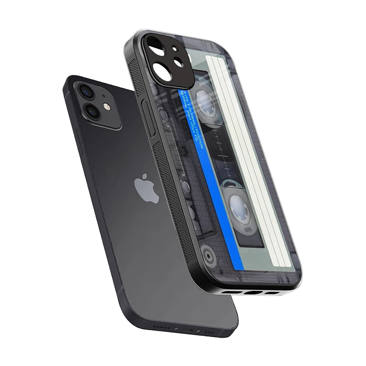 Cassette Retro sleek iphone 11 cover with tempered glass back and TPU edges