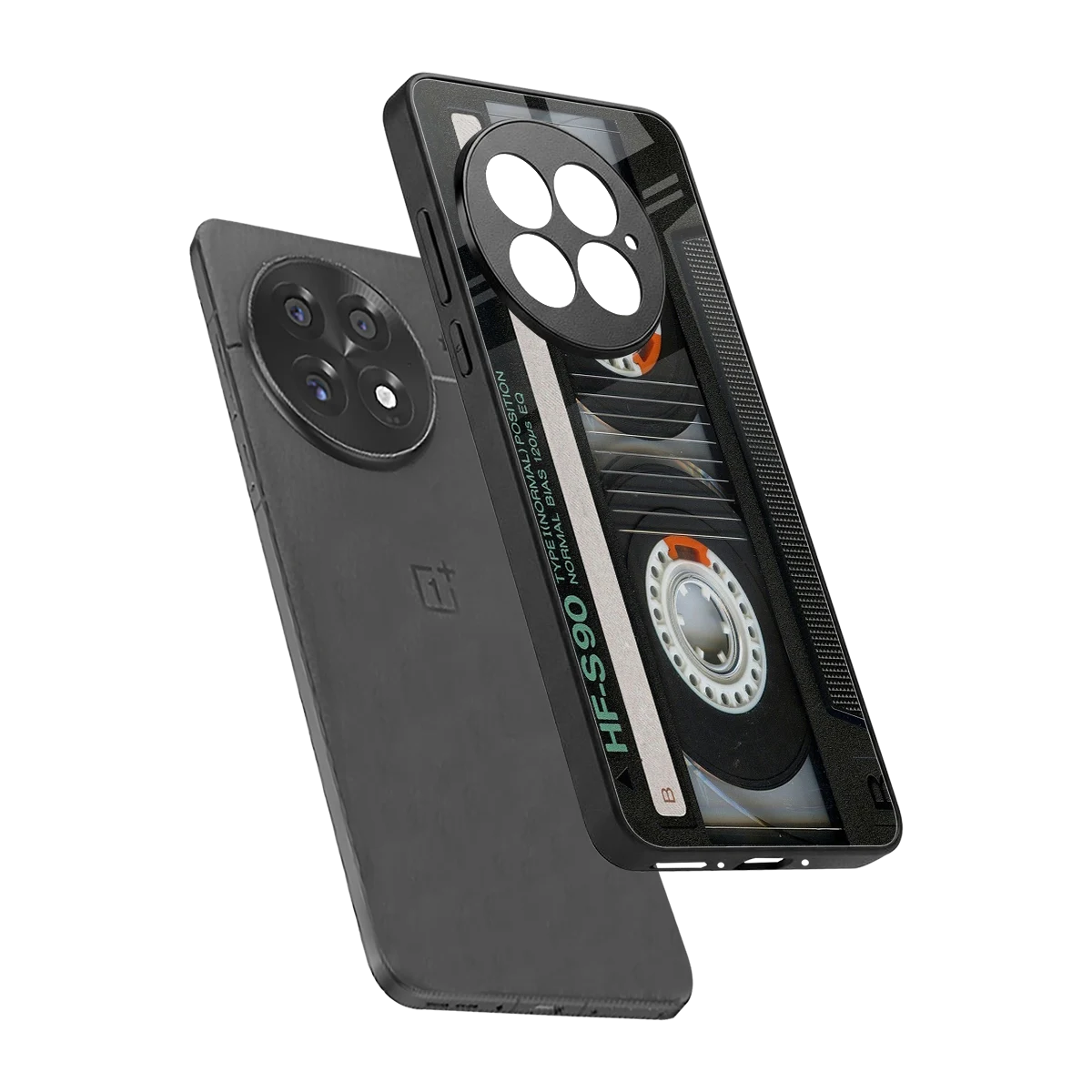 Cassette Tape sleek oneplus 13 cover with tempered glass back and TPU edges