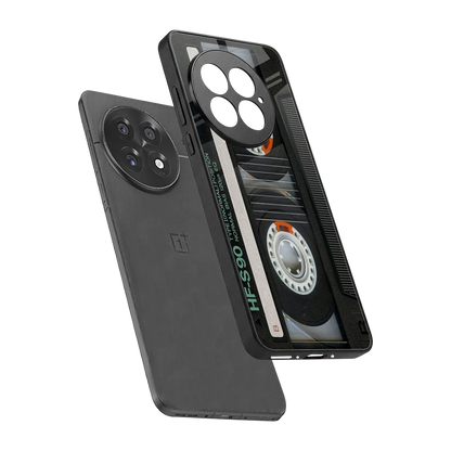 Cassette Tape sleek oneplus 13 cover with tempered glass back and TPU edges