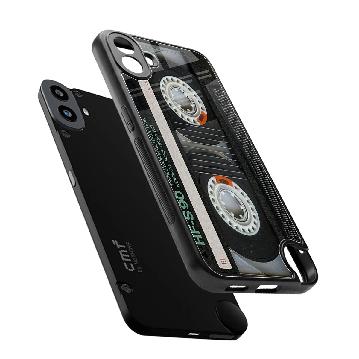Cassette Tape sleek cmf nothing phone 1 cover with tempered glass back and TPU edges