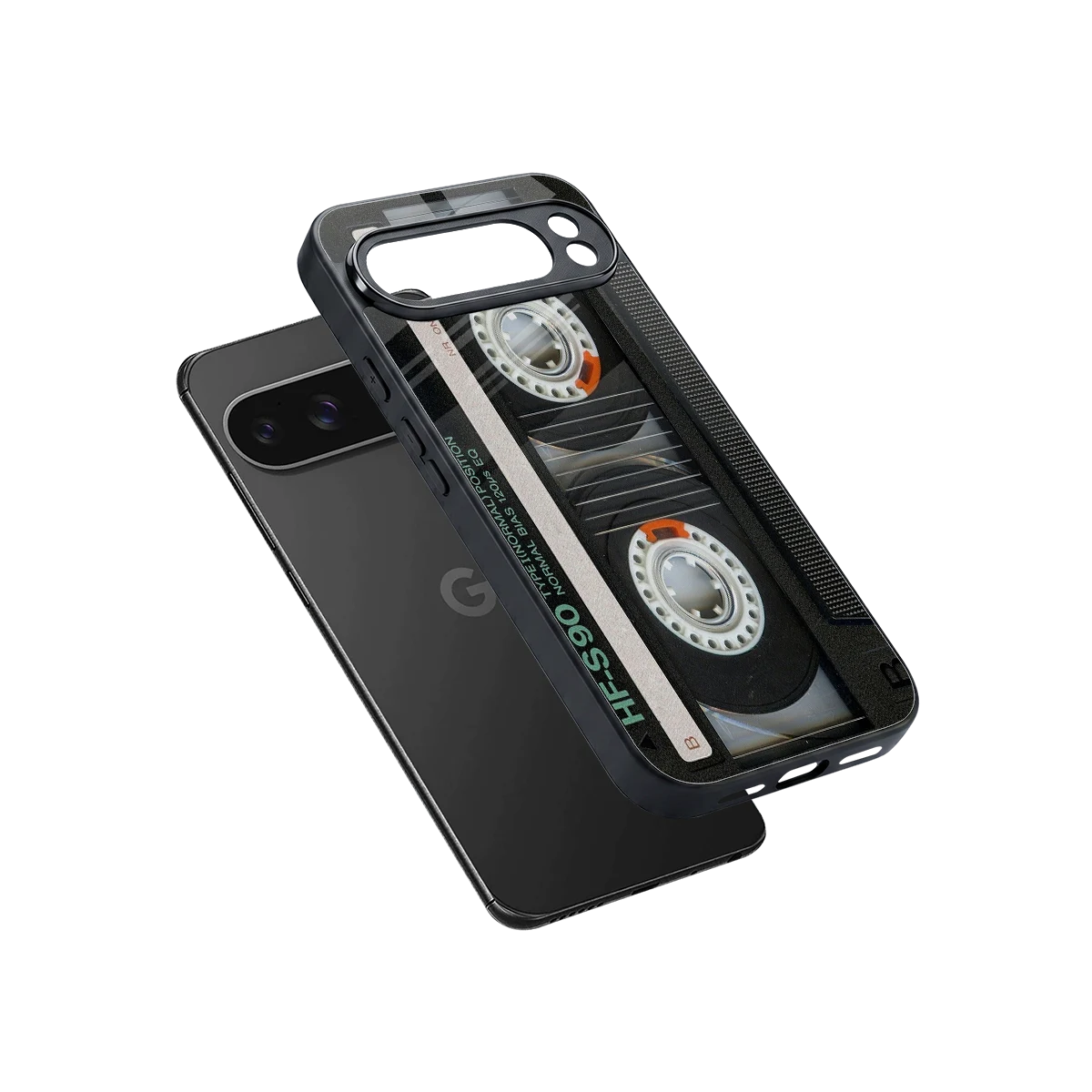Cassette Tape sleek google pixel 10 pro xl cover with tempered glass back and TPU edges