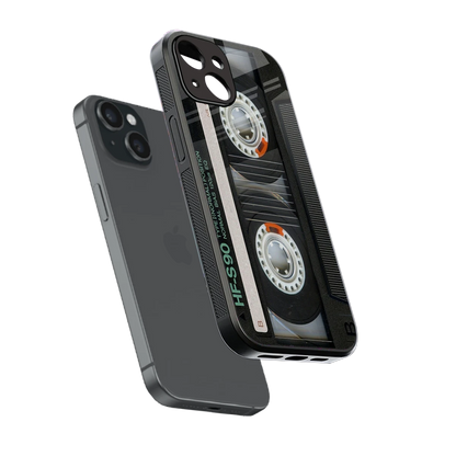 Cassette Tape sleek iphone 13 cover with tempered glass back and TPU edges