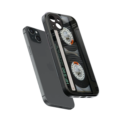 Cassette Tape sleek iphone 14 plus cover with tempered glass back and TPU edges