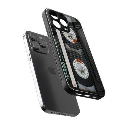 Cassette Tape sleek iphone 15 pro max cover with tempered glass back and TPU edges