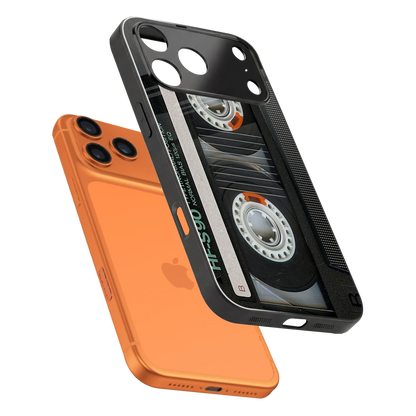 Cassette Tape sleek iphone 17 pro cover with tempered glass back and TPU edges