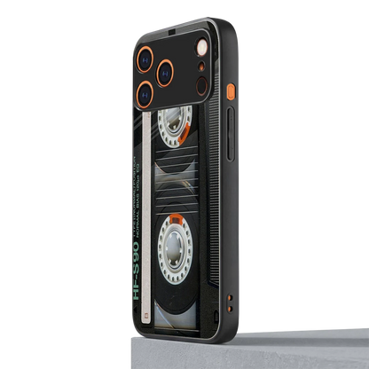 Cassette Tape iphone 17 pro mobile cover | shockproof glass phone case