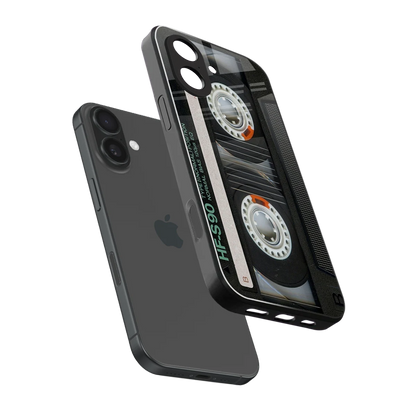 Cassette Tape sleek iphone 17 cover with tempered glass back and TPU edges