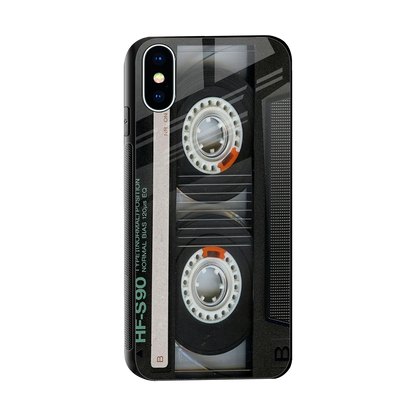 Cassette Tape sleek iphone x cover with tempered glass back and TPU edges