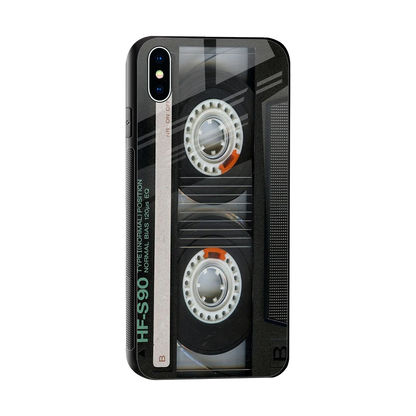 Cassette Tape sleek iphone xs max cover with tempered glass back and TPU edges