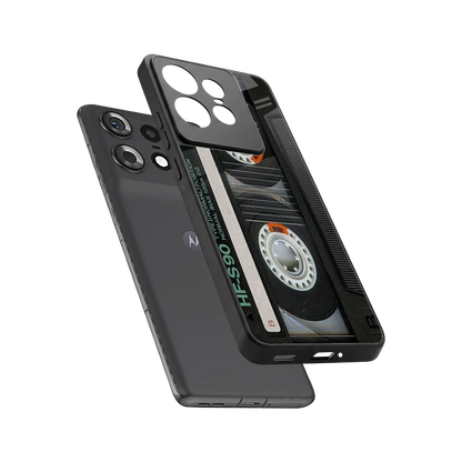 Cassette Tape sleek motorola edge 50 pro cover with tempered glass back and TPU edges