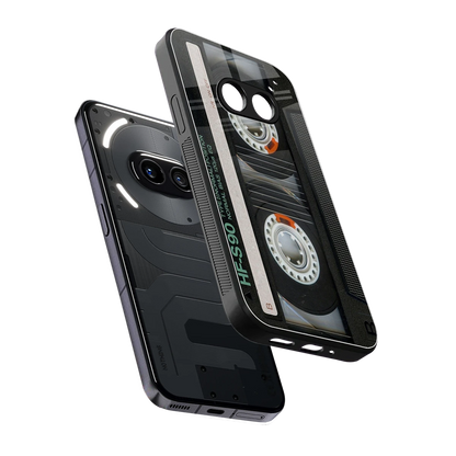 Cassette Tape sleek nothing phone 2a cover with tempered glass back and TPU edges