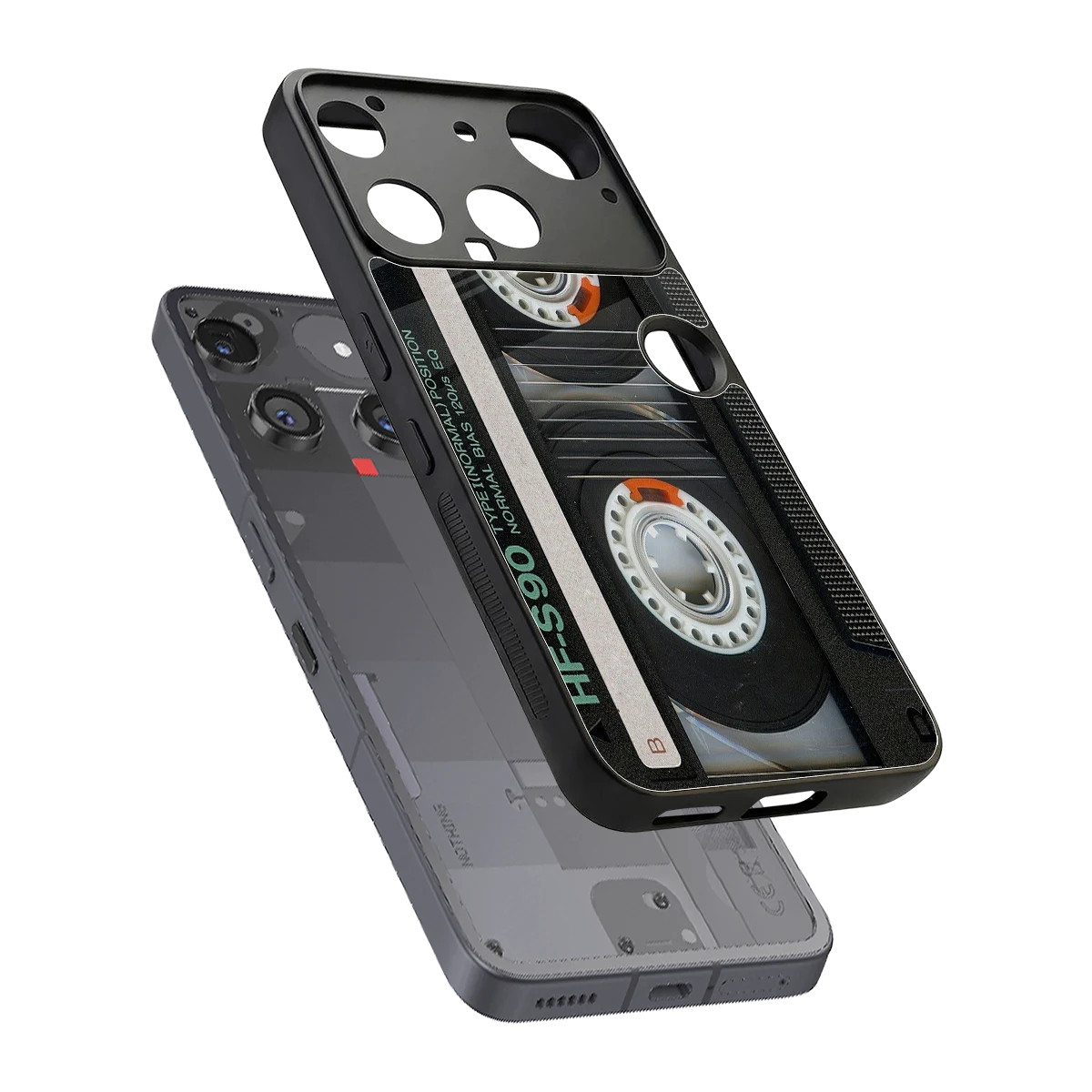 Cassette Tape sleek nothing phone 3 cover with tempered glass back and TPU edges