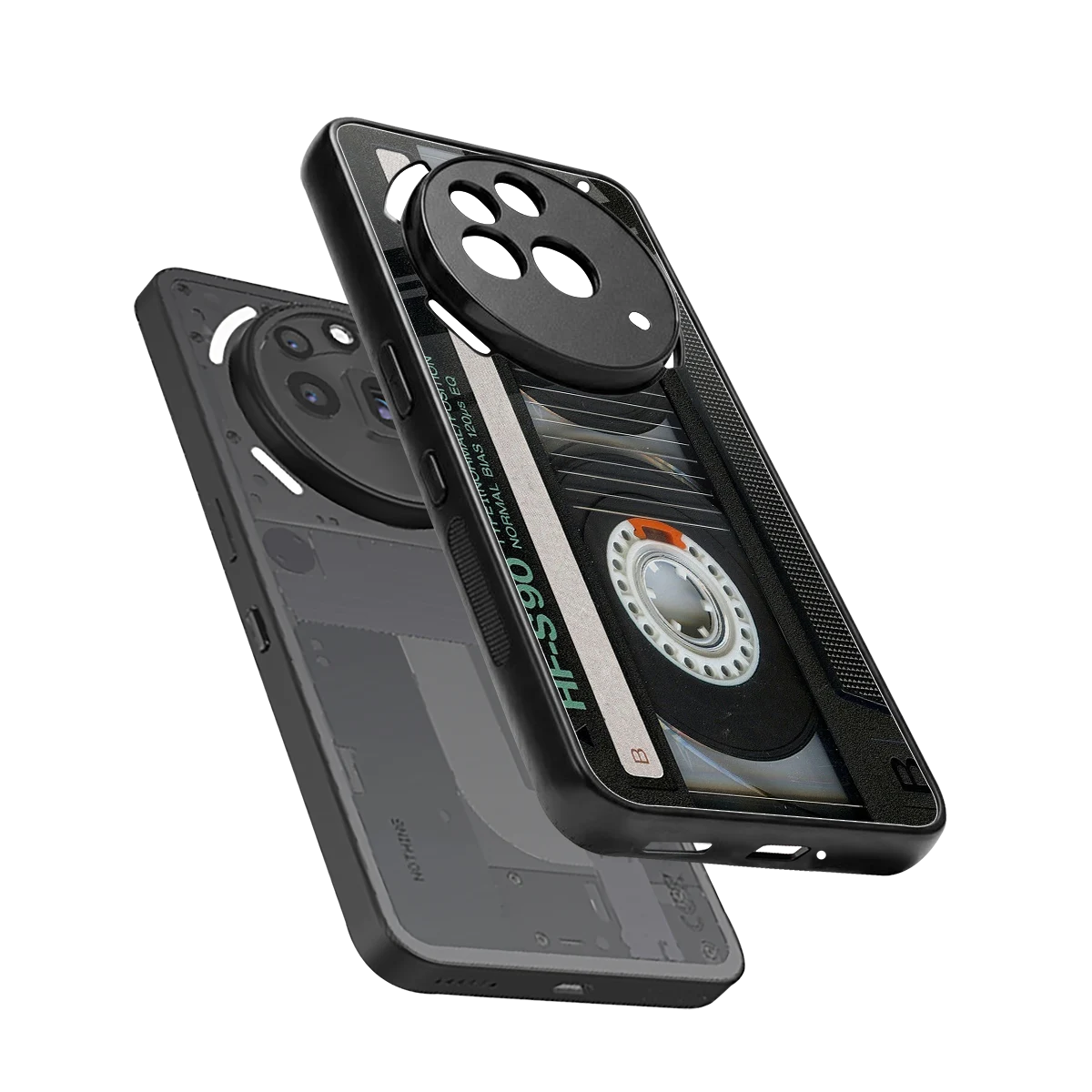 Cassette Tape sleek nothing phone 3a pro cover with tempered glass back and TPU edges