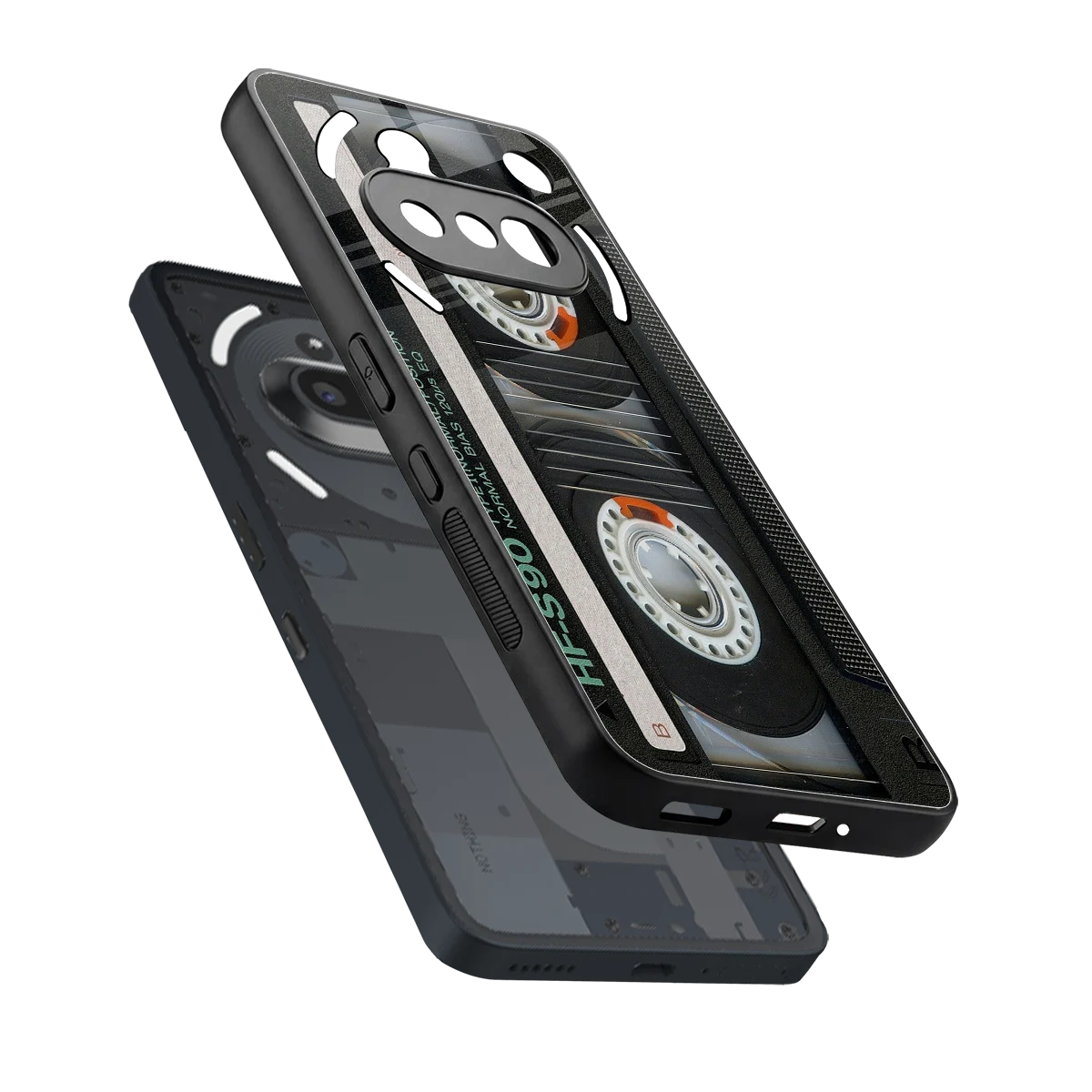 Cassette Tape sleek nothing phone 3a cover with tempered glass back and TPU edges