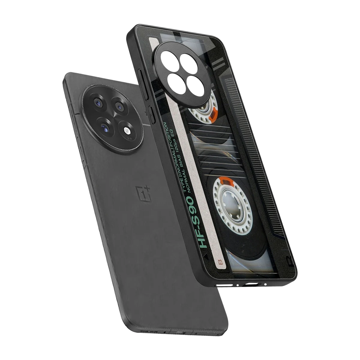 Cassette Tape sleek oneplus 13r cover with tempered glass back and TPU edges