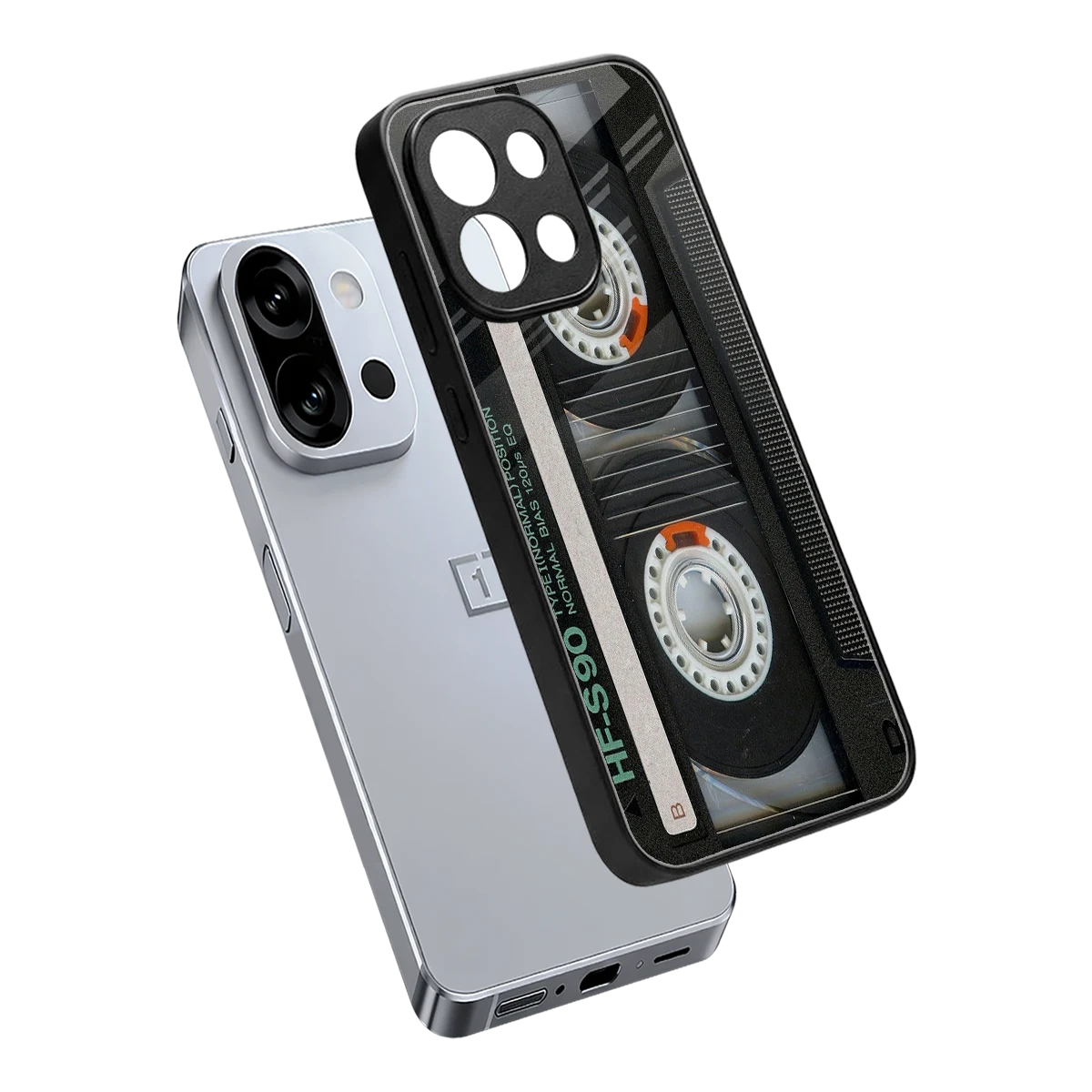 Cassette Tape sleek oneplus 13s cover with tempered glass back and TPU edges
