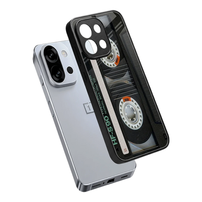 Cassette Tape sleek oneplus 13s cover with tempered glass back and TPU edges