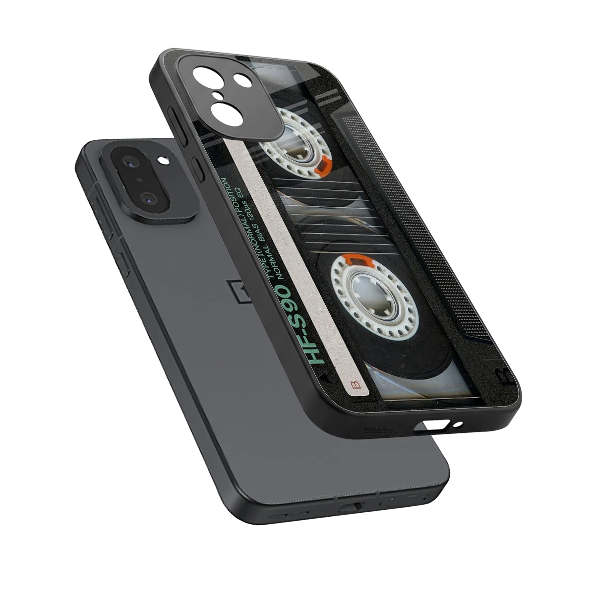 Cassette Tape sleek oneplus 15r cover with tempered glass back and TPU edges
