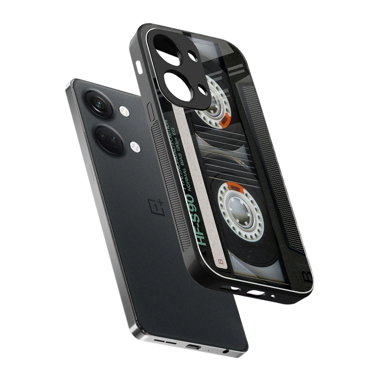 Cassette Tape sleek oneplus nord 3 cover with tempered glass back and TPU edges