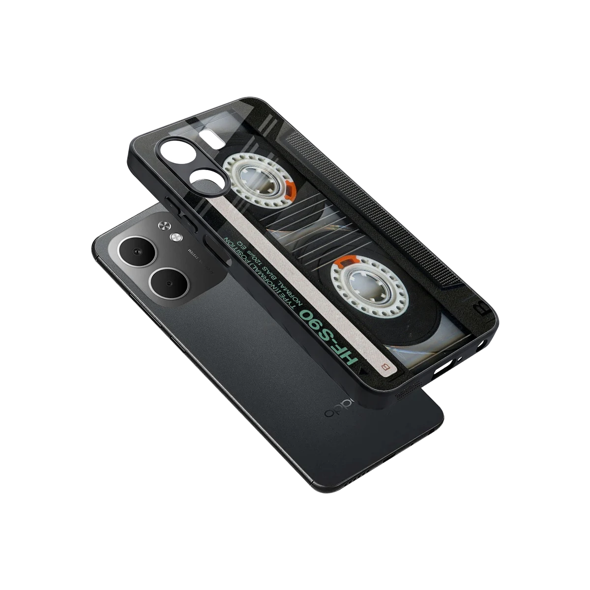 Cassette Tape sleek oppo a5x 5g cover with tempered glass back and TPU edges
