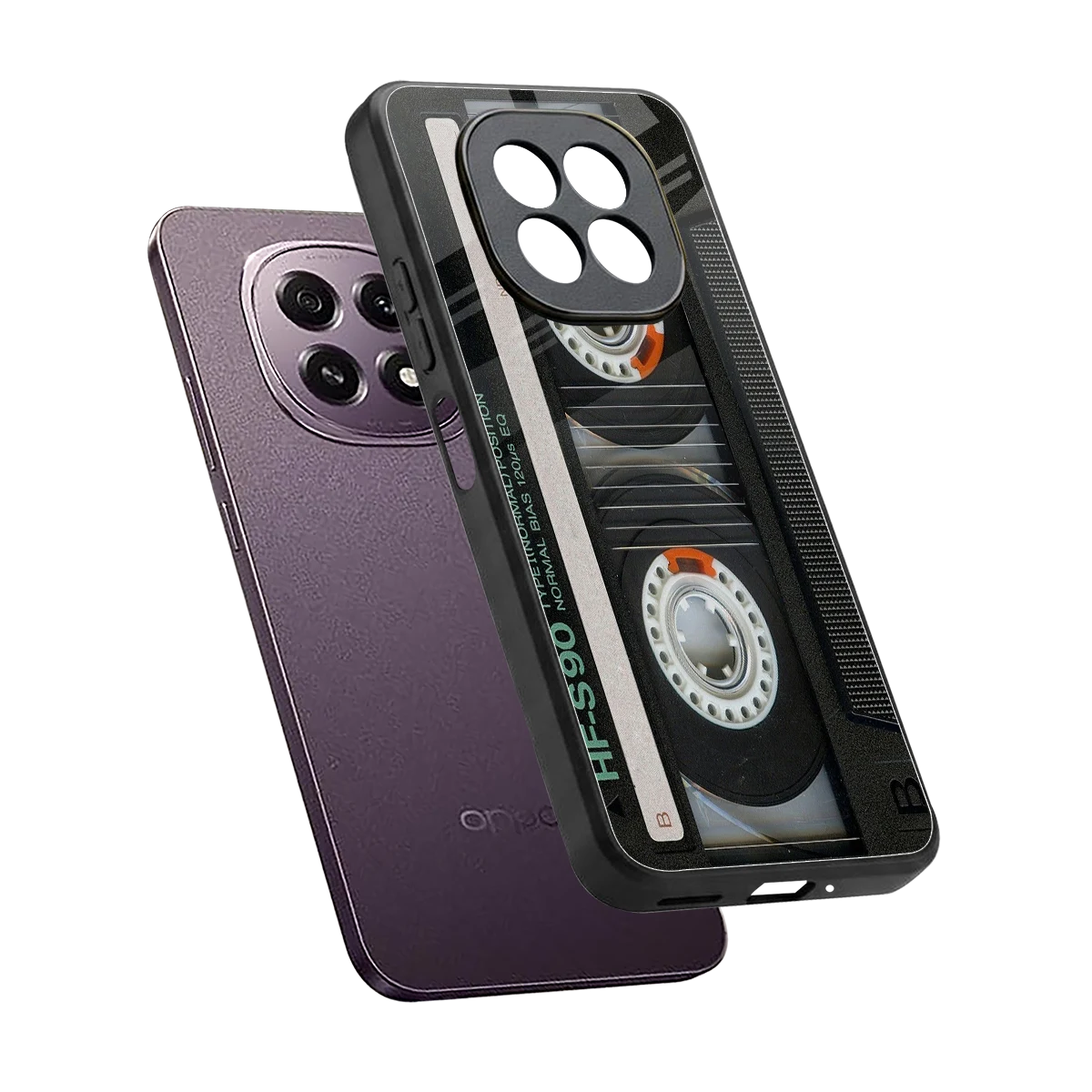 Cassette Tape sleek oppo f29 5g cover with tempered glass back and TPU edges