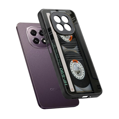 Cassette Tape sleek oppo f29 5g cover with tempered glass back and TPU edges