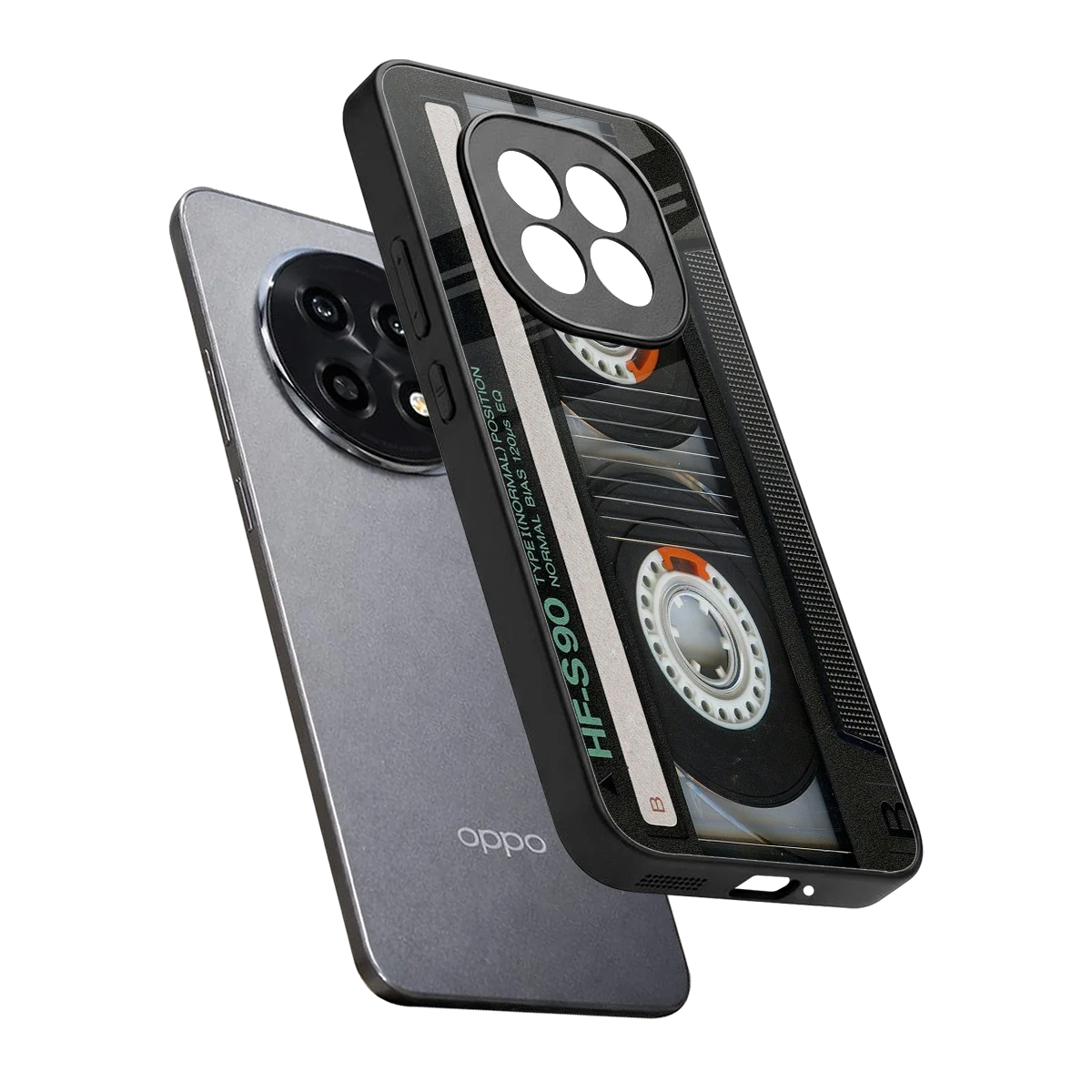Cassette Tape sleek oppo f29 pro 5g cover with tempered glass back and TPU edges